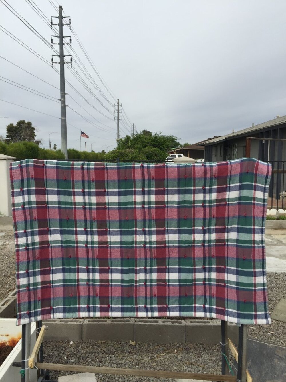 Handmade Reversible Cotton Throw Blanket Purple Christmas Holiday Artisan Craft